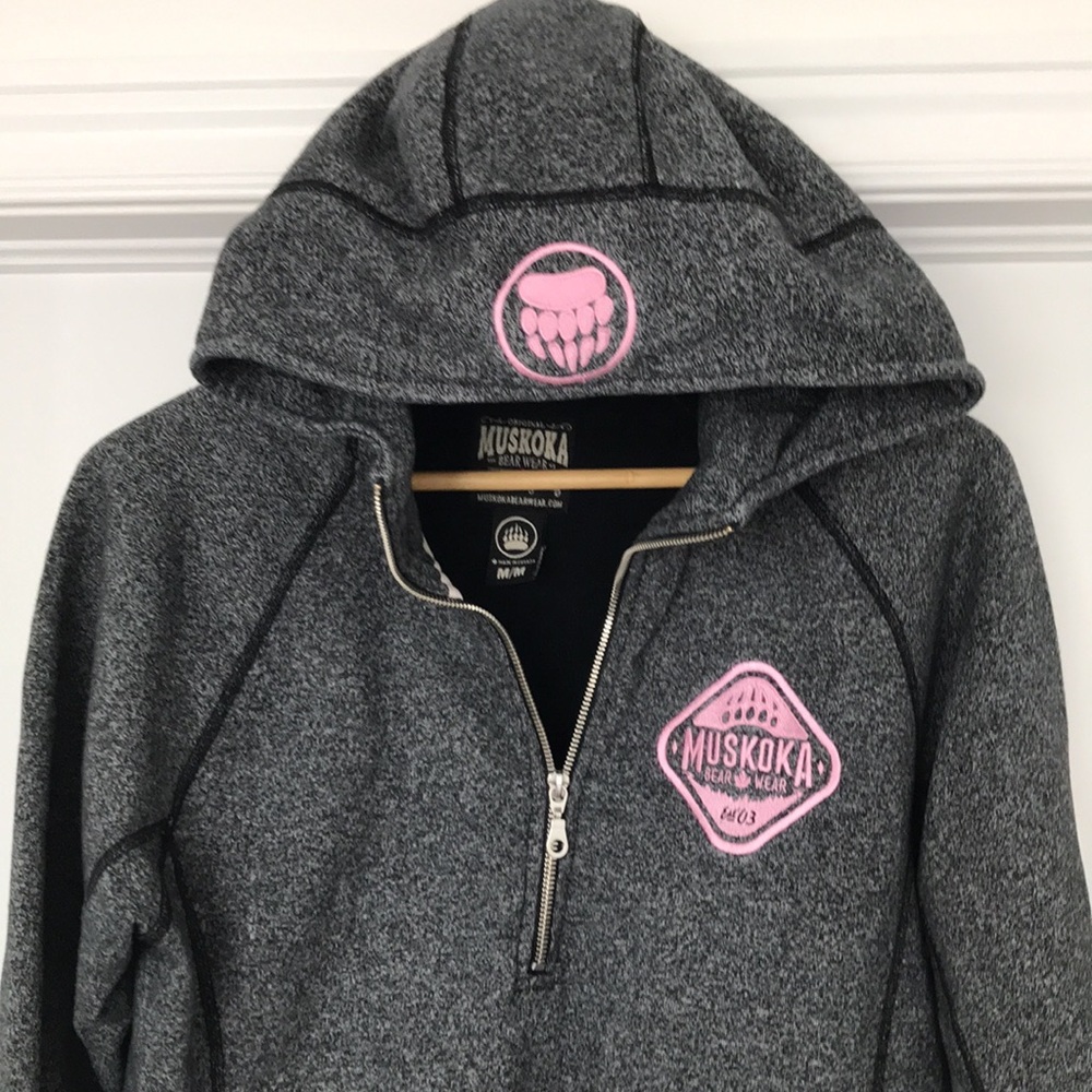 Muskoka Bear Wear Half Zip Hoodie Sweatshirt Size M